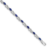 14k White Gold Complete Diamond and Oval Sapphire Infinity 7.25 inch Bracelet