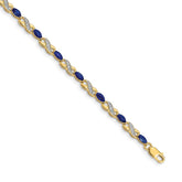 14k Complete Diamond and Oval Sapphire Infinity 7.25 inch Bracelet