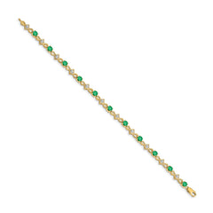 14k Complete Diamond and Round Emerald 7 inch Bracelet