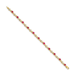 14k Complete Diamond and Round Ruby 7 inch Bracelet