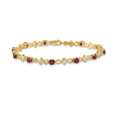 14k Complete Diamond and Round Ruby 7 inch Bracelet