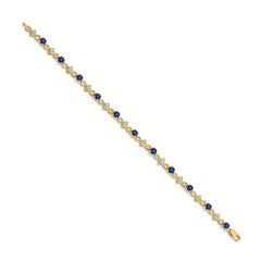 14k Complete Diamond and Round Sapphire 7 inch Bracelet