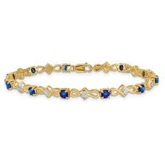 14k Complete Diamond and Round Sapphire 7 inch Bracelet