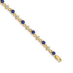 14k Complete Diamond and Round Sapphire 7 inch Bracelet