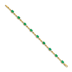 14k Complete Diamond and Oval Emerald Infinity 7 inch Bracelet