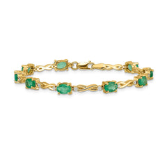 14k Complete Diamond and Oval Emerald Infinity 7 inch Bracelet