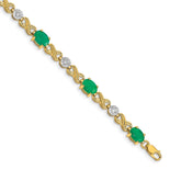 14k Complete Diamond and Oval Emerald Infinity Link 7.25 inch Bracelet - 2