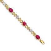 14k Complete Diamond and Oval Ruby Infinity Link 7.25 inch Bracelet