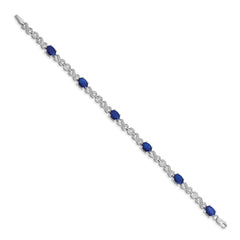 14k White Gold Complete Diamond and Oval Sapphire Infinity Link 7.25 inch Bracelet - 2
