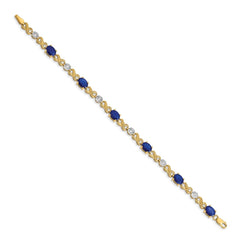 14k Complete Diamond and Oval Sapphire Infinity Link 7.25 inch Bracelet - 2