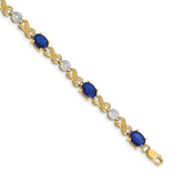 14k Complete Diamond and Oval Sapphire Infinity Link 7.25 inch Bracelet - 2