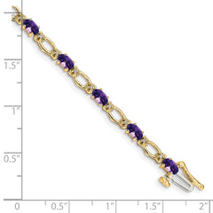 14k Complete Diamond and Oval Amethyst Heart Accent 7 inch Bracelet