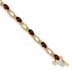 14k Complete Diamond and Oval Garnet Heart Accent 7 inch Bracelet