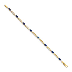 14k Complete Diamond and Oval Sapphire Fancy Link 7 inch Bracelet