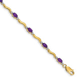 14k Complete Diamond and Oval Amethyst Wavy Link 7 inch Bracelet