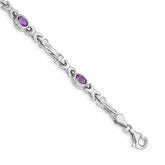 14k White Gold Complete Oval Amethyst Fancy Link 7 inch Bracelet