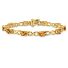 14k Complete 7x5mm Oval Citrine Infinity Link 7 inch Bracelet