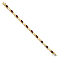 14k Complete 7x5mm Oval Garnet Infinity Link 7 inch Bracelet