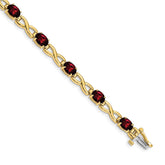 14k Complete 7x5mm Oval Garnet Infinity Link 7 inch Bracelet