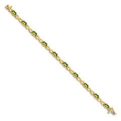 14k Complete 7x5mm Oval Peridot Infinity Link 7 inch Bracelet