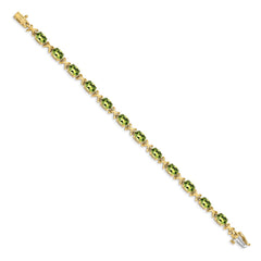 14k Complete 7x5mm Oval Peridot X-design 7 inch Bracelet