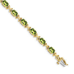 14k Complete 7x5mm Oval Peridot X-design 7 inch Bracelet