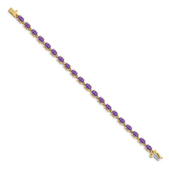 14k Complete 6x4mm Oval Amethyst 7 inch Bracelet