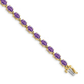 14k Complete 6x4mm Oval Amethyst 7 inch Bracelet