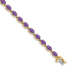 14k Complete 6x4mm Oval Amethyst 7 inch Bracelet