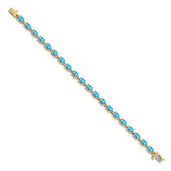 14k Complete 6x4mm Oval Swiss Blue Topaz 7 inch Bracelet