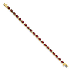 14k Complete 6x4mm Oval Garnet 7 inch Bracelet