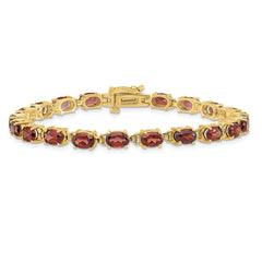 14k Complete 6x4mm Oval Garnet 7 inch Bracelet
