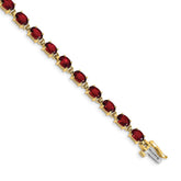 14k Complete 6x4mm Oval Garnet 7 inch Bracelet