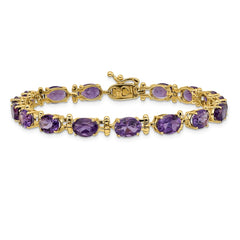 14k Complete Oval Amethyst 7 inch Bracelet