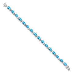14k White Gold Complete Oval Swiss Blue Topaz 7 inch Bracelet