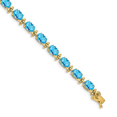 14k Complete Oval Swiss Blue Topaz 7 inch Bracelet