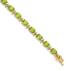 14k Complete Oval Peridot 7 inch Bracelet