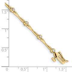 14k Polished Complete 1/4 carat Diamond and Bar Link 7 inch Bracelet