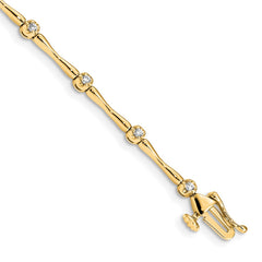 14k Polished Complete 1/4 carat Diamond and Bar Link 7 inch Bracelet