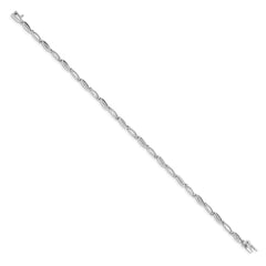 14k White Gold Complete 1/20 carat Diamond Oval Link 7.5 inch Bracelet