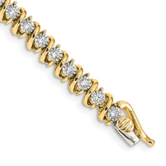 14k Complete 1 carat Diamond S-link 7 inch Tennis Bracelet