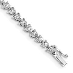 14k White Gold Complete 1 carat Diamond Illusion Setting 7 inch Tennis Bracelet - 2