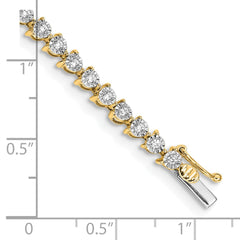 14k Complete 1 carat Diamond Illusion Setting 7 inch Tennis Bracelet - 3
