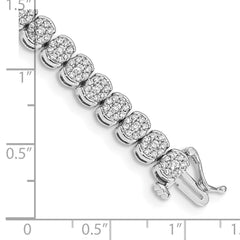 14k White Gold Complete 3 carat Diamond Cluster Setting 7 inch Tennis Bracelet - 2