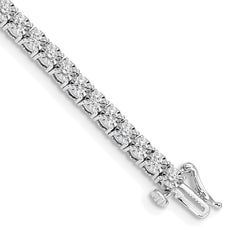 14k White Gold Complete 2 carat Diamond Illusion Setting 7 inch Tennis Bracelet - 2