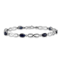 14k White Gold Complete Diamond and Oval Sapphire Infinity 7 inch Bracelet