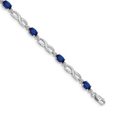 14k White Gold Complete Diamond and Oval Sapphire Infinity 7 inch Bracelet