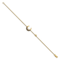 14k Complete Diamond and Sapphire Moon and Star 7in Bracelet