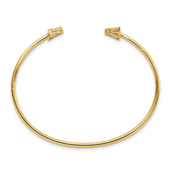 14k Polished Complete 1/10 carat Diamond Triangle Cuff Bangle Bracelet