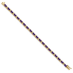 14k Complete Oval Amethyst and Diamond 7 inch Bracelet